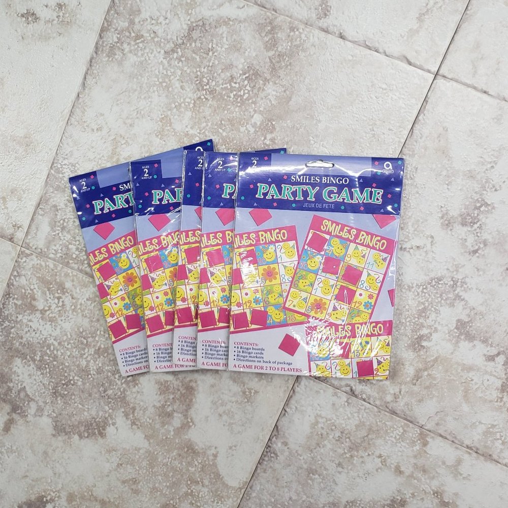 Ages 2+ Amscan Bingo Smiles Party Game 5 Pkgs 40 Boards Total 2- 8 Players Each